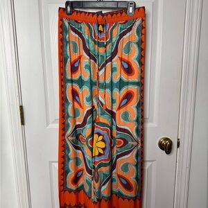 Rachel Zoe Orange and Teal Maxi Skirt